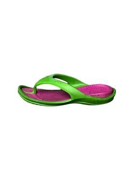 Crocs Athens Flip Flops Women’s 8W Green Pink Thong Sandals Lightweight Comfort